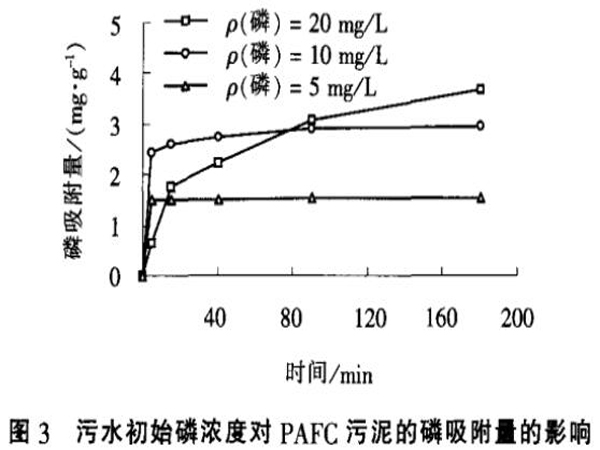 圖3污水初始磷濃度對聚合氯化鋁鐵污泥的磷吸附量的影響